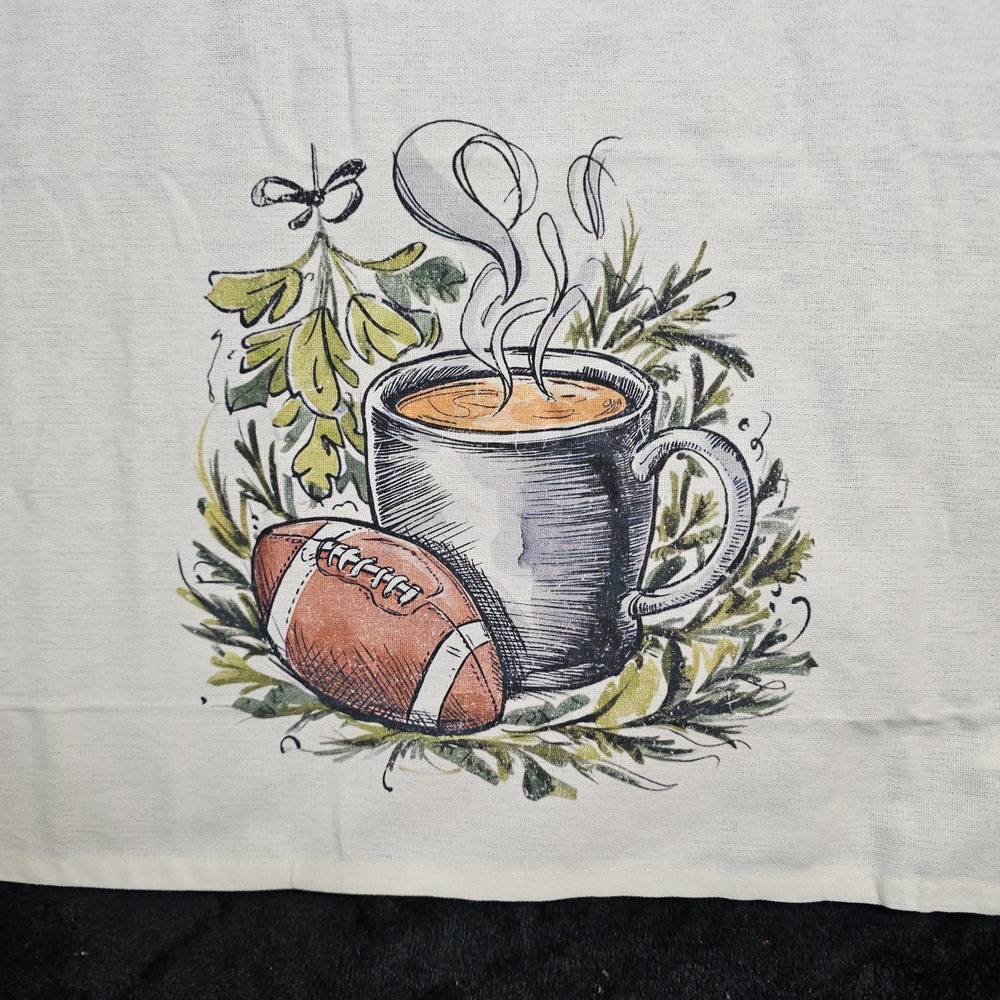 Football-Hot Mug -Fall Kitchen Towel 100% Cotton Carstens *NWT*Size-17.6x15.6in